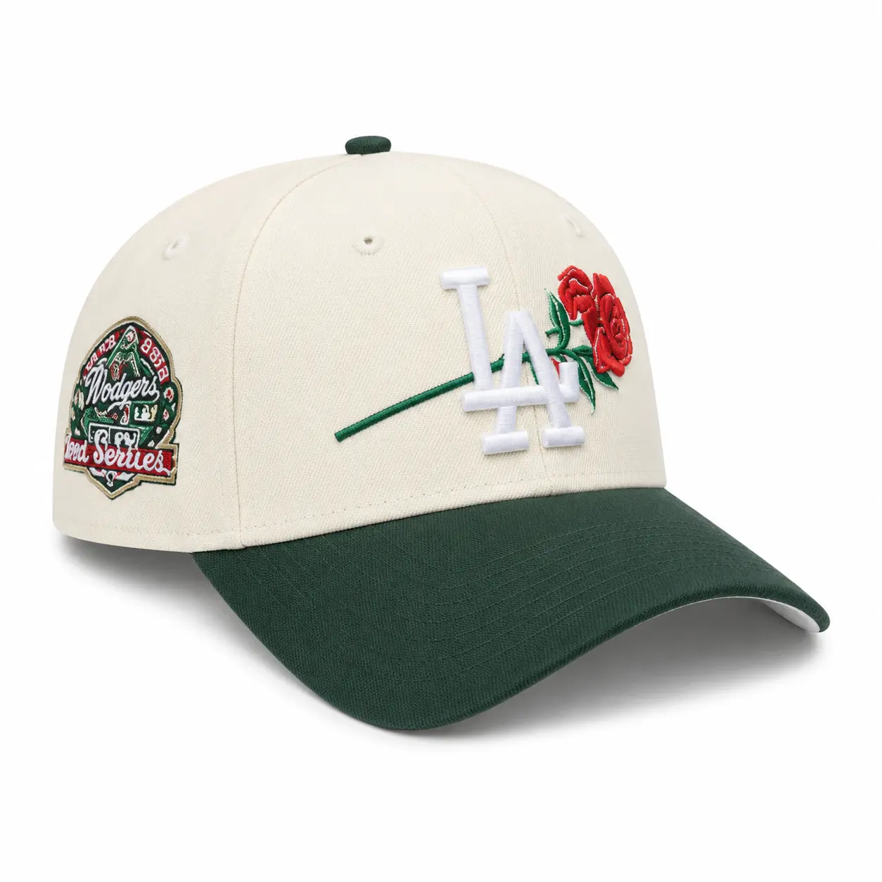New Era Los Angeles Dodgers 9FIFTY Adjustable Baseball Cap White Green 60th Anniversary Embroidered Rose Hat