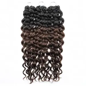 QVR Ombre Brown #T1B/4 Human Crochet Hair Water Wave Machine Made Feather Crochet Hairstyle