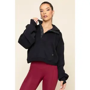 Ooey Gooey Crop Half Zip - Black