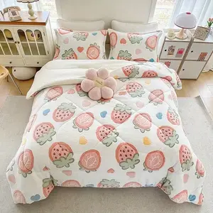 3pcs Set Single Twin Bedding Sets, Floral Duvet Comforter Set, Fluffy Comforter Covers, Colorful Flowers Clouds Duvet Ultra Soft Kawaii Cute for Four Seasons Washable Bohemian Style for Bedroom Or Guest Room(1 Comforter + 2 Pillow Cases)