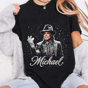 Michael Jackson Halftone Graphic T-Shirt, King of Pop 90s Sweatshirt, Retro MJ 90s Music Pullover Hoodies, Gift for Fans