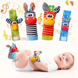 4 pieces/2 pieces of newborn and toddler animal wristbands with bells, toddler bell watch with socks, educational toys color recognition and visual development toddlers