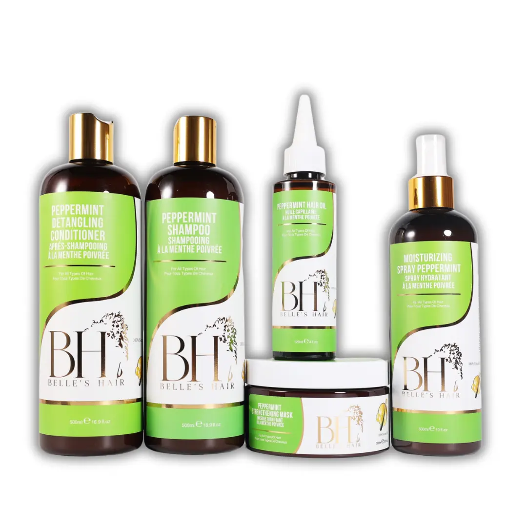 BELLE'S SECRETS Peppermint Haircare Combo - Daily Cleanser, Moisturizer, Hydrate-Focused Complete Hair Care Set