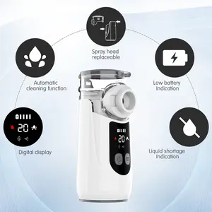 Handheld Portable Mist Device with Digital Display, Quiet Operation, Self-Clean Mode, Rechargeable for Home & Travel respiratory care include battery self-cleaning function rechargeable ultrasonic nebulizer rechargeable mesh nebulizer tiktokshopspringglow