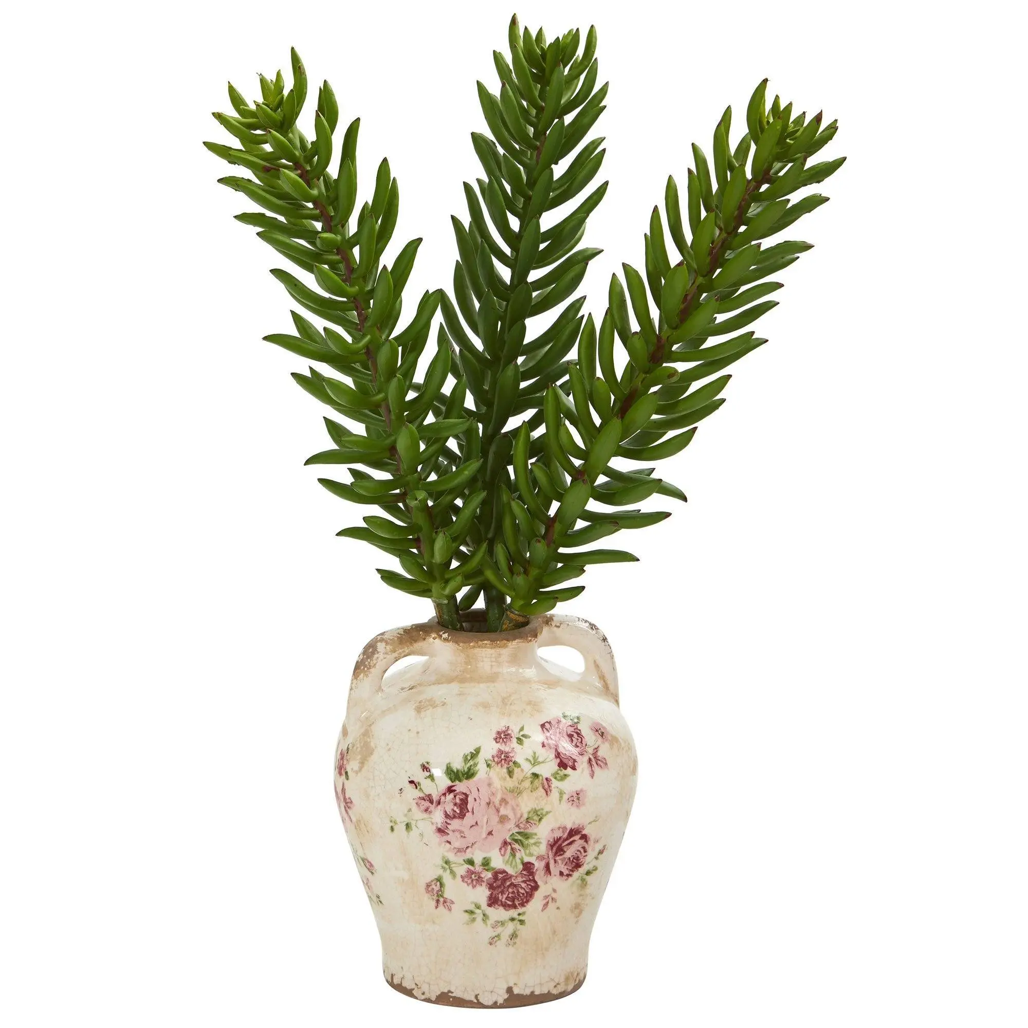 20in Silk Lifelike Fake Succulent Plant in Floral Jar - Natural Look Plant Decor, Home & Workspace Accent, Lifelike Fake Plant, 20 In