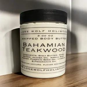 Lone Wolf Holistics Bahamian Teakwood Body Butter - 100% Natural Ingredients for Silky Smooth & Hydrated Skin