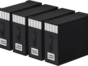 4 Pack Bed Sheet Closet Organizers and Storage,Sturdy Foldable Storage Containers with Window and Label,Storage and Organization for Bedding Sheets,Duvet Covers,Blankets
