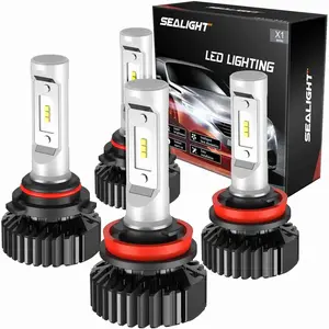 SEALIGHT 9005/HB3 H11/H9/H8 15W 6000K White IP67 LED Headlight Bulb 2 Pairs High Brightness 14000LM Waterproof & Dustproof for Night Driving Safety