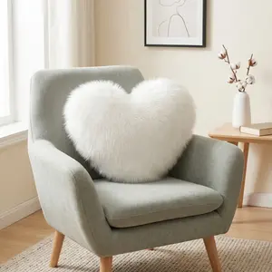 Luxurious Heart Pillow Covers, Fluffy Texture, Home Sofa Bed Decor, Couple Room Decoration, Minimalist Style, Fall & Winter
