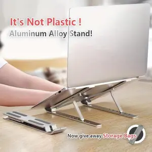 1pc Premium Aluminum Alloy Portable Laptop Stand - Foldable & Adjustable with Enhanced Cooling, Ergonomic Design for All Laptops - Durable, Space-Saving, Universal Compatibility