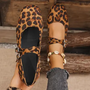 Women's Leopard Print Buckle Loafers, New Spring & Fall Fashion Lightweight Casual Shoes for Women