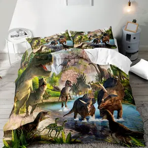 Dinosaur Pattern Bedding Set, 2/3 Counts/set Including Duvet Cover & Pillowcase, Soft Comfortable Bedding Set for Home Bedroom, Quilt Cover Set