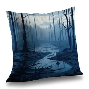 MWW C1PC1414URWJD2 14x14 in. Throw Pillow, Dead Lands Blue Polyester Twill - 14-inch & Blue Standard Pillows, Stylish Home Decor Accent, 14-Inch Standard Pillows