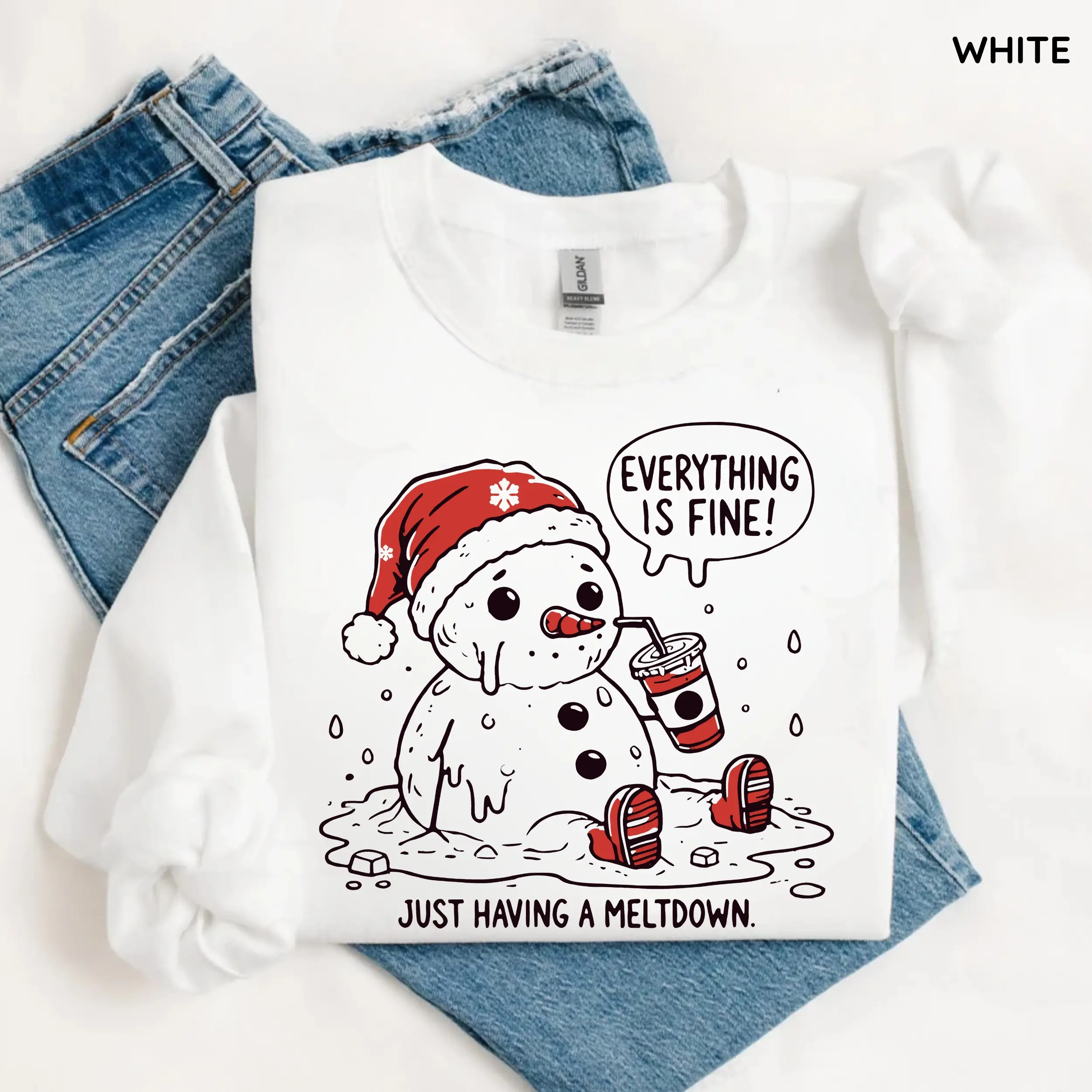 Gildan Having a Meltdown Christmas Sweatshirt, Cute Snowman Sweatshirt, Funny Christmas Gift, Women Favorite Top, For Woman
