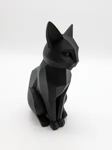 Geometric Cat Statue Modern Sitting Cat Sculpture