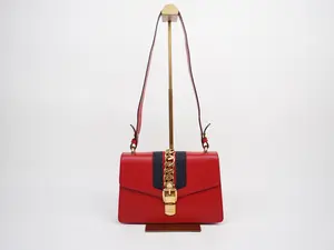 Pre-owned GUCCI calfskin Shoulder Bags Small Sylvie Hibiscus Red Shoulder Bag