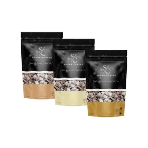 3-Pack Sugar Coated Chocolate Square Bites | Vanilla, Caramel, and Peanut Butter | 4oz Bags Resealable Gifting Snacking