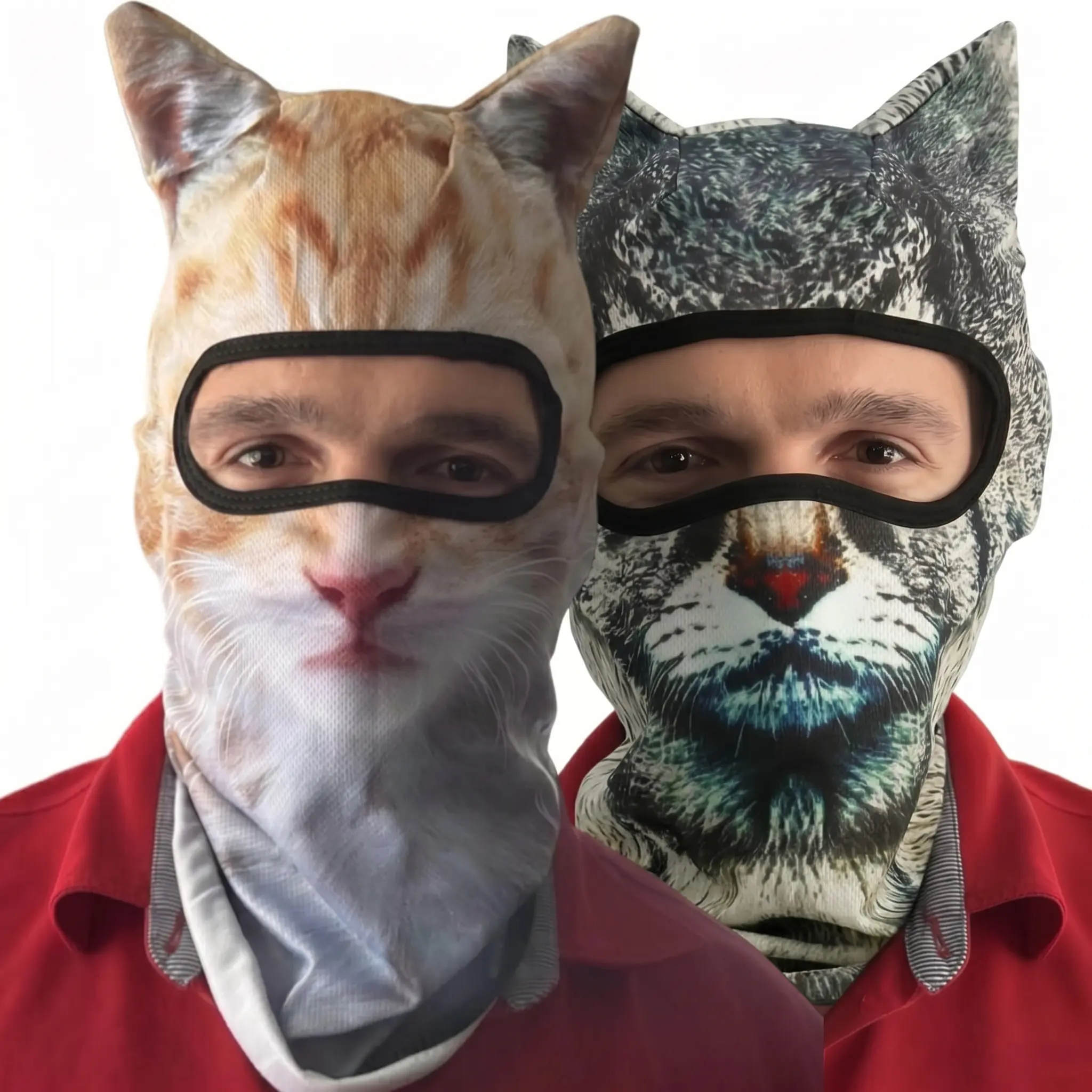 3D Printed Cat Ski Mask Balaclava with Ears, Breathable Solid Pattern Athletic Face Cover, Sun Protection for Skiing & Biking