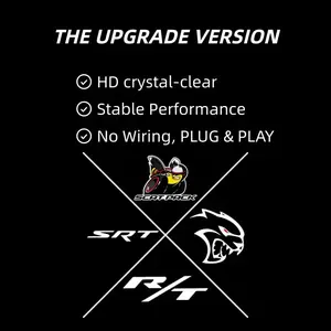 Novelle Glow Shop Upgraded Hellcat SRT LED Door Logo Projector Puddle Lights for Dodge Charger Challenger, HD Crystal Clear Never Fade Ghost Shadow Welcome Lights, Plug & Play Anti-Overheating Cooling Waterproof 4-Pack for Dodge Performance Models