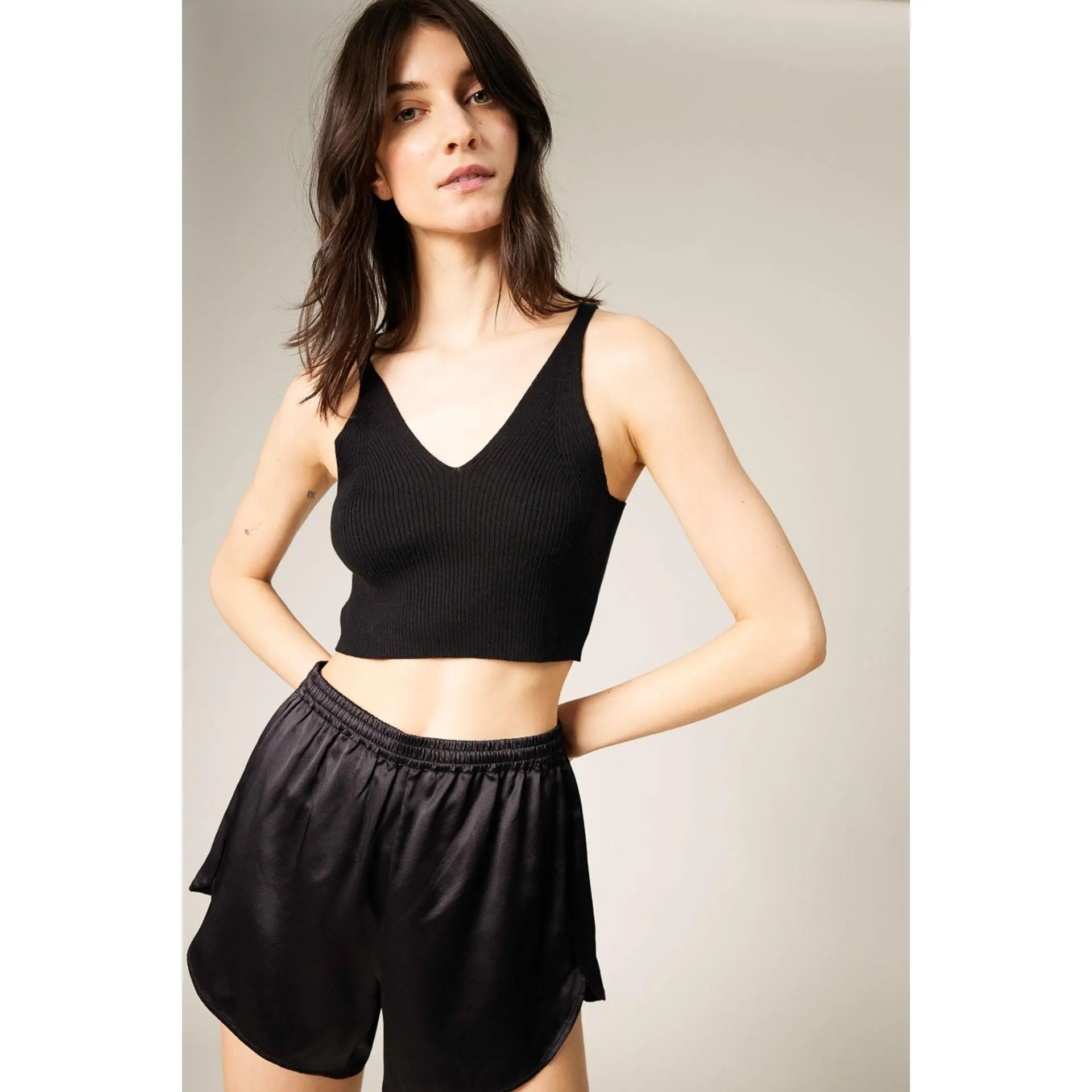 Della Silk Cashmere Cropped Tank Top