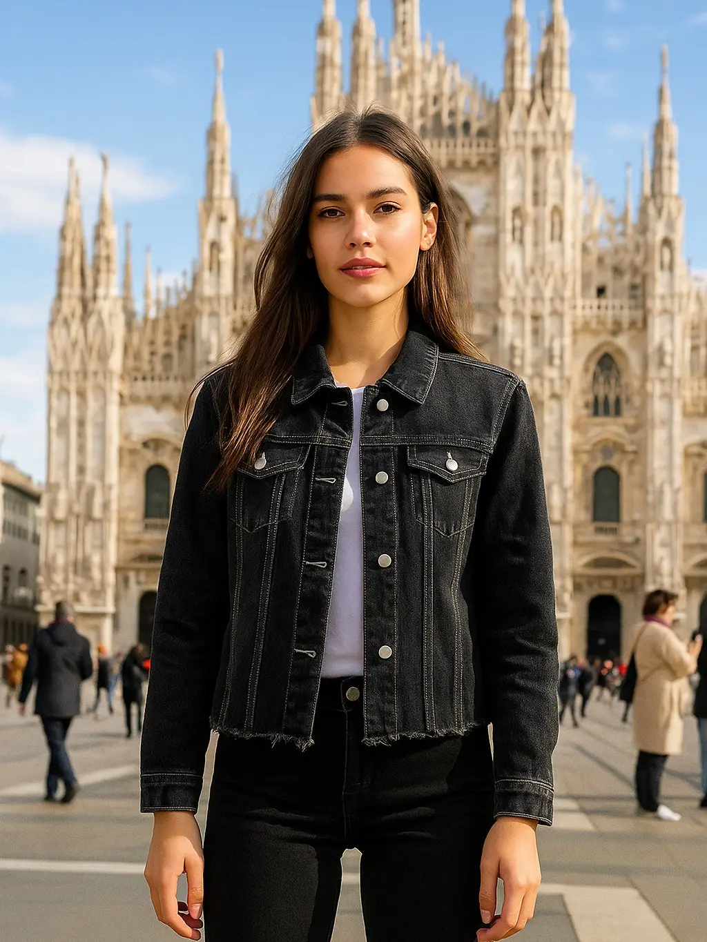 Women's Retro Denim Jacket with a Boyfriend Fit, Long Sleeve Distressed Streetwear Coat for a Casual OOTD, Bohemian, Tops, Chic Aesthetic, Retro Style, Layering Outfits