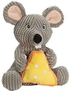 15" Colby the Mouse Plush Toy with detachable cheese toy for interactive play - perfect for medium to extra large dogs