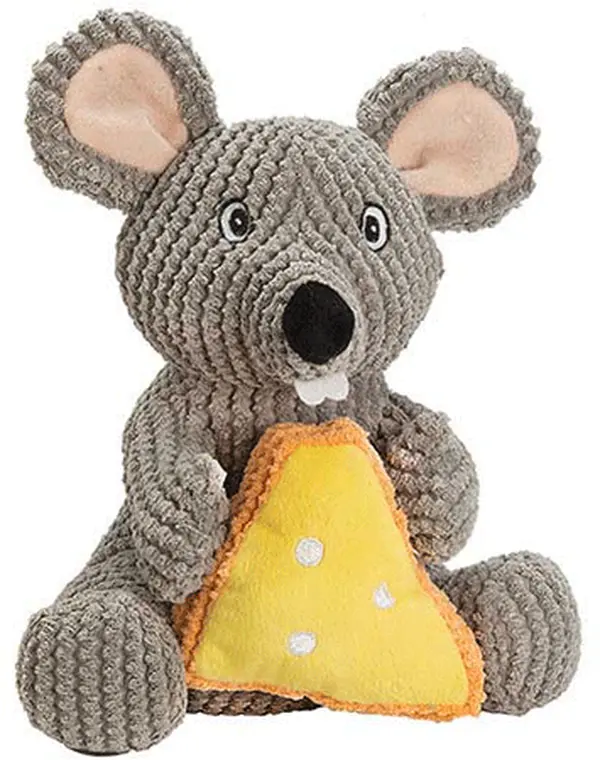 15" Colby the Mouse Plush Toy with detachable cheese toy for interactive play - perfect for medium to extra large dogs