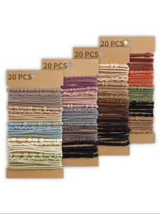 20/40pcs Colorblock High Elastic Hair Ties, Scrunchies, Fashion Hair Accessories for Women and Girls, Simple Headwear for Thick Hair