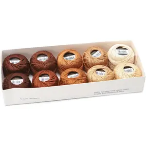 Size 8 Double Mercerized Egyptian Long Staple   Thread Ball 5 Grams Rainbow Color Embroidery Thread 10 Colors per Box for Crochet Hardanger Cross Stitch Hand Embroidery (Set F)