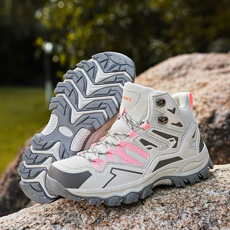 Couples Mid Top Hiking Boots Anti Slip Shock Absorbing Outdoor Trekking Boots Waterproof Lightweight Breathable Mountain Walking Shoes for Camping Backpacking Travel