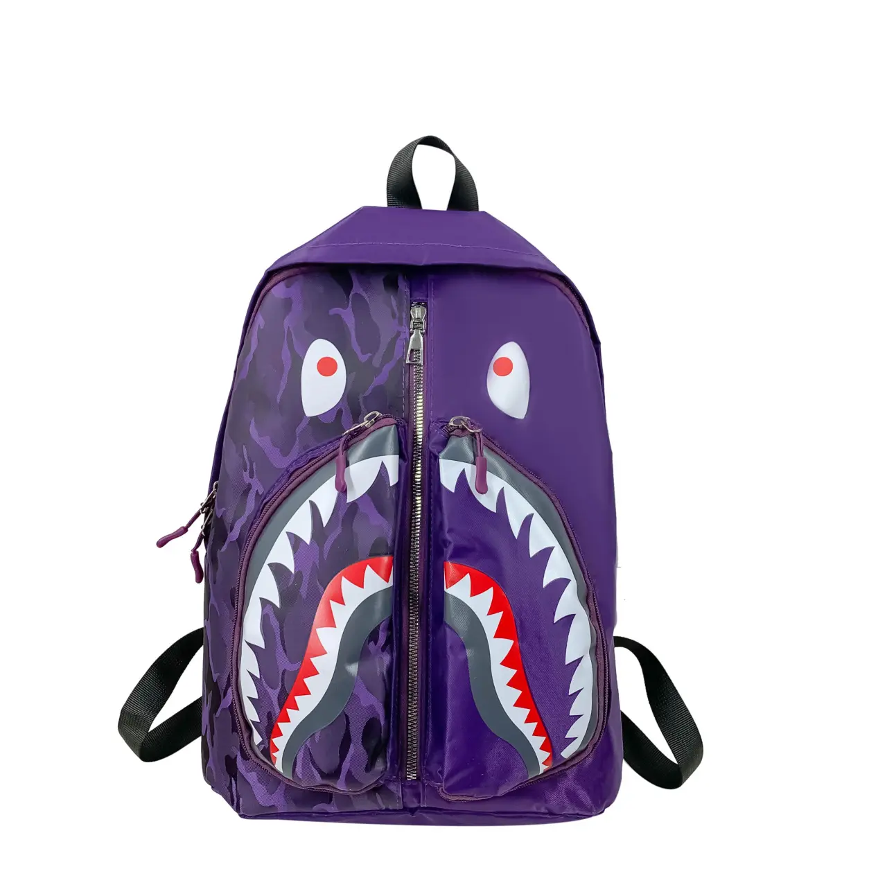 Sprayground Fashion Shark Mouth Print Backpack, Nylon Waterproof Casual Daypack, Streetwear Hip Hop School Backpack For Teen Boys Girls, Multi Color Travel Laptop Backpack