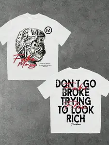 Streetwear Oversized Unisex Graphic T-Shirt for Men & Women | Vintage Distressed Money Print Slogan Tee | Bold "Don’t Go Broke" Statement Top for Urban Hypebeast Outfits & Daily Street Style Fashion
