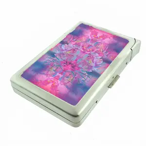 Groovy Trippy Abstract Floral Design Metal Silver Case Wallet