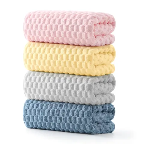 REDKISS 4-Pack 180g Microfiber Body Towels - Luxury Plush Waffle, 2x Softer, 100% High-Density Polyester, 10x Faster Absorbing Multifunctional Towel, Cold Wash Compatible, for Bathroom, Baby Care, Bath Must Haves