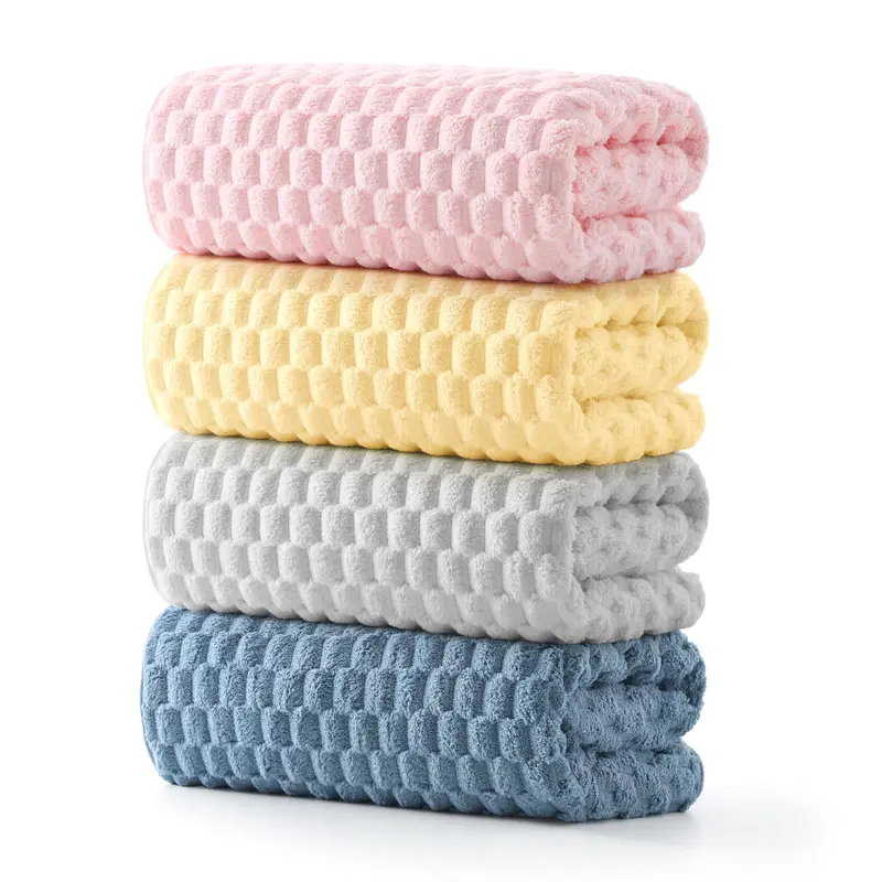REDKISS 4-Pack 180g Microfiber Body Towels - Luxury Plush Waffle, 2x Softer, 100% High-Density Polyester, 10x Faster Absorbing Multifunctional Towel, Cold Wash Compatible, for Bathroom, Baby Care, Bath Must Haves