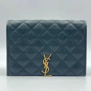 Pre-owned Yves Saint Laurent Leather Shoulder Bags quilted becky chain shoulder bag Green