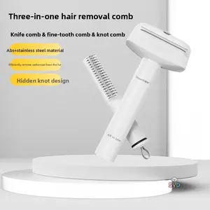 Pet Comb for Cats and Dogs, Multi-Function Pet Grooming Tool, Hair Removal Brush, Knot Slayer, Thinning Comb, Three-In-One Pet Care Essentials