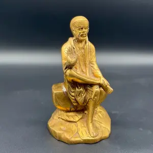 Small Sai Baba 8.5 inch Statue - Golden Color, Detailed Design, Ideal for Home Decor Spiritual Altar
