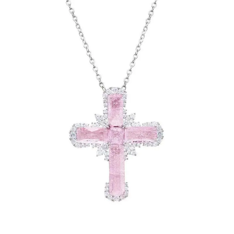 Pink Cross Necklace Everyday Fashion Accessory for Men and Women Ideal Christmas Gift with Elegant Design and Durable Chain