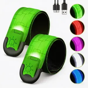 Fitense Rechargeable LED Armband 2-Pack, High-Visibility Sports Wristbands with 3 Light Modes, Night Safety Gear for Running, Cycling, Gift for Men Women