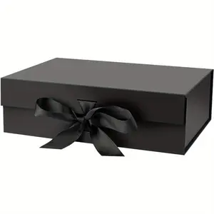 Magnetic Gift Box with Ribbon, 1 Count Foldable Reusable Gift Box, Gift Wrapping Box for Wedding Birthday Anniversary
