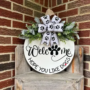 Welcome Hope You Like Dogs Sign, Hope You Like Dogs, Dog Door Hanger, Wood Dog Sign