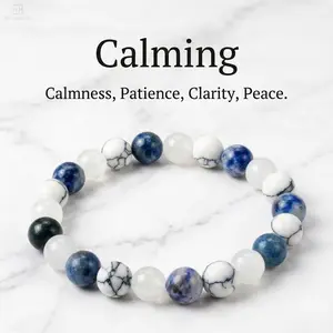 1PC Stone Beaded Bracelet – 8 mm Stretchy Crystal Bracelets for Men and Women, Fashion Accessory for Spiritual Healing & Energy Balancing Christmas Gift for Her Awareness Mind summerwins Serenity Peace