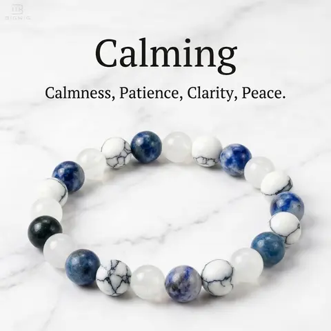 Unisex 8mm Stretchy Non-Natural Crystal Stone Beads Bangle - Adult Fashion Jewelry for Spiritual Healing, Energy Balancing, Serenity, Mind Awareness, Auspicious Christmas Gift