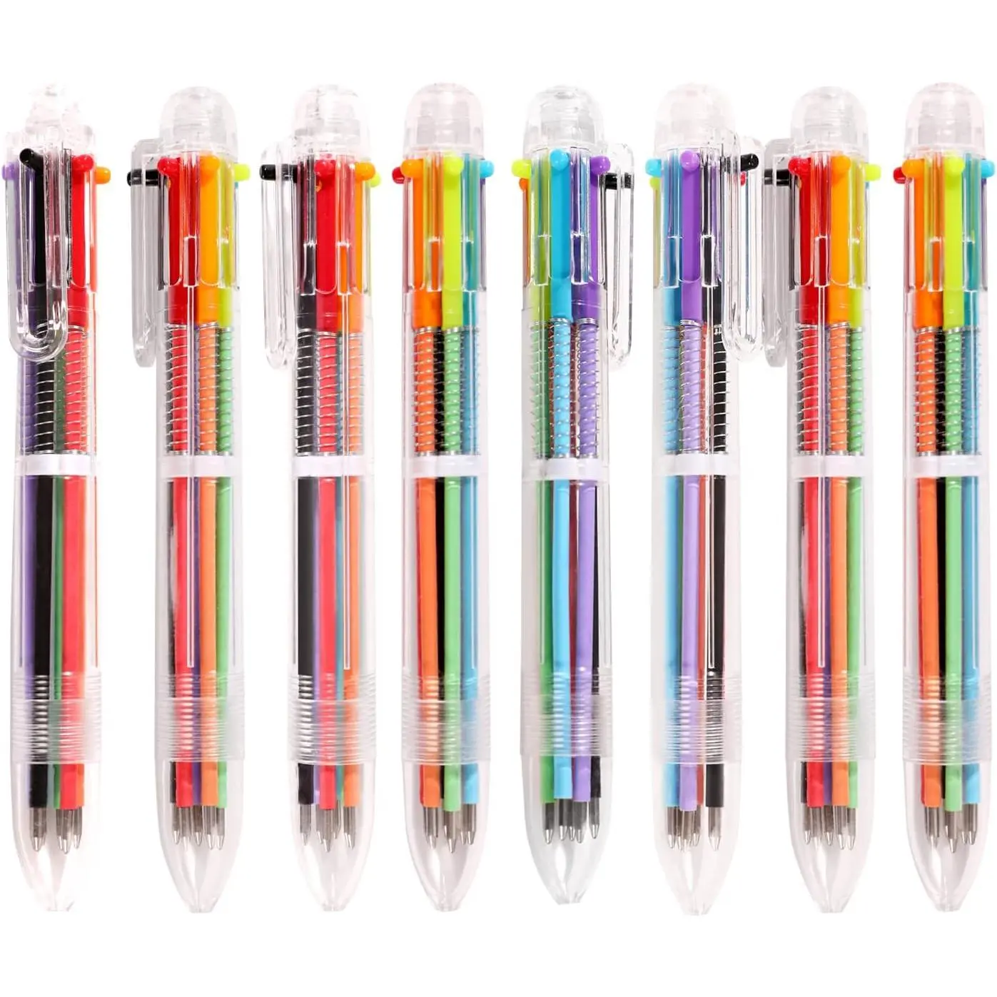 24 Pcs 0.5mm 6-in-1 Cute Multicolor Ballpoint Pen, Transparent Barrel, 6 Colors, Christmas Marking Pen with Manufacturer Warranty, Office School Supplies for Students, Manufacturer Warrenty