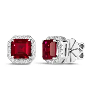 * Anna Zuckerman Asscher Studs in Ruby Red