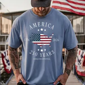 [Comfort Colors Shirt][Made In USA] America 250 Years Shirt, USA Semiquincentennial T-Shirt, Patriotic 1776 2026 Tee, Vintage American Flag Map Shirt, Fourth Of July Shirt, Patriotic USA Anniversary Tee, Comfort Colors America 250 Shirt For Men