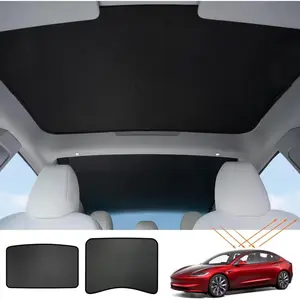 Sunshade Roof for Model 3 Highland Sunroof Window Sunshade Foldable Sunshade Compatible with Tesla Model 3 2024-2025 Accessories (2 of Set) (Black)