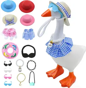 （goose and outfits are shipped separately）Desk Goose Outfits 7 inches, 4 Sets Desk Goose Clothes for Cute Sily Magnetic Porch Goose Key Holder Decor