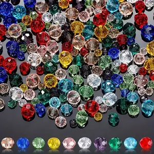 660 pcs Random Mixed Crystal Glass Beads Colorful Loose DIY Craft Bracelet, Necklace Jewelry Making, Sun Catcher Making 4Mm 6Mm 8Mm for easter decorations for DIY making easter decorationseaster decorations for home